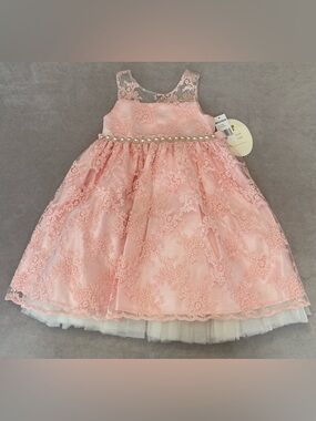 American Princess Girls Dress Size 5 Pink Lace Tulle Party Flower Graduation NWT